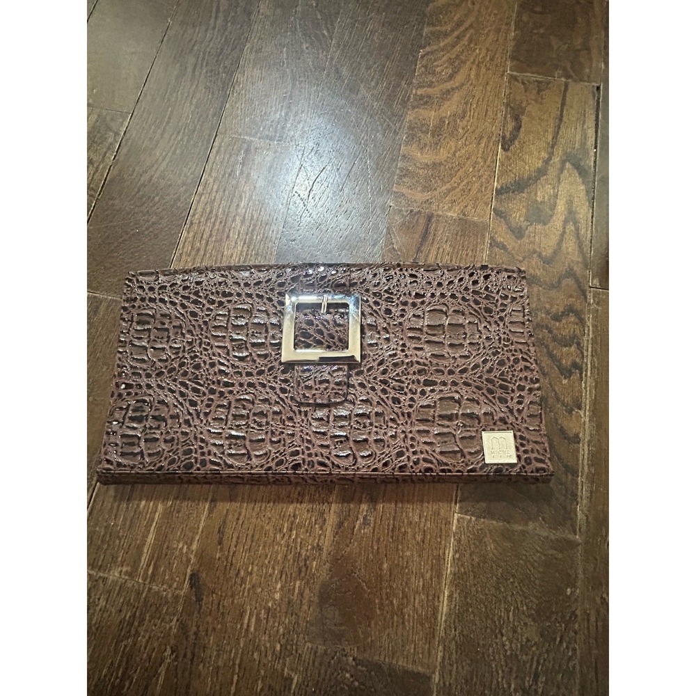 Miche Ellie Classic Purse Bag Shell Brown Faux Leather Reptile Silver Hardware